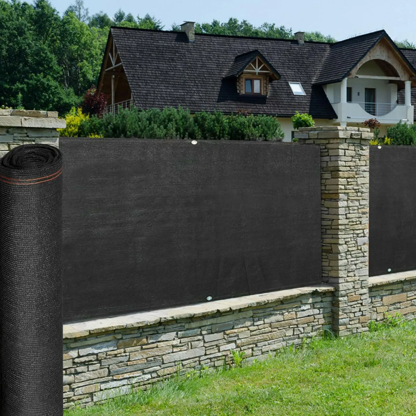 Brise vue 1,5m x 10m noir occultant 220g m²*IDMarket Outlet