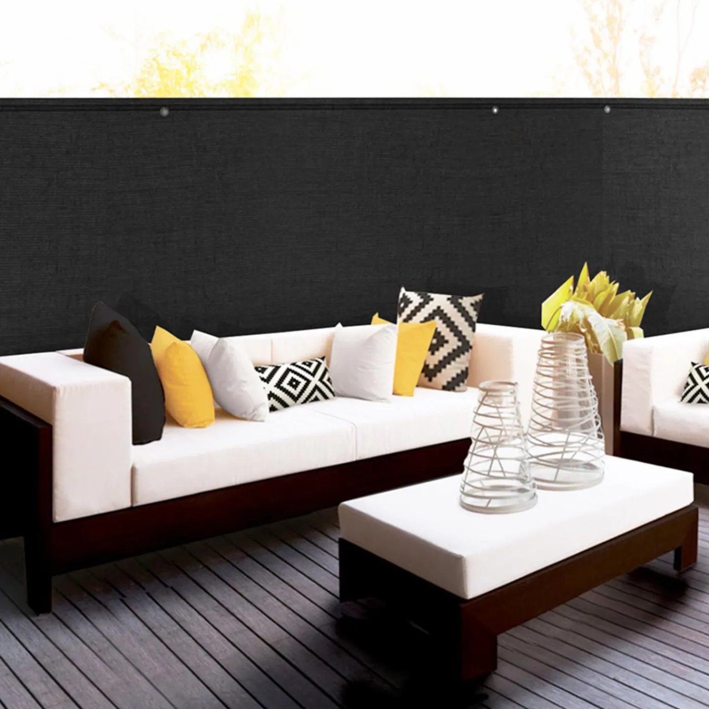 Brise vue noir 2 m x 10 m occultant 300 gr/m²*IDMarket Online