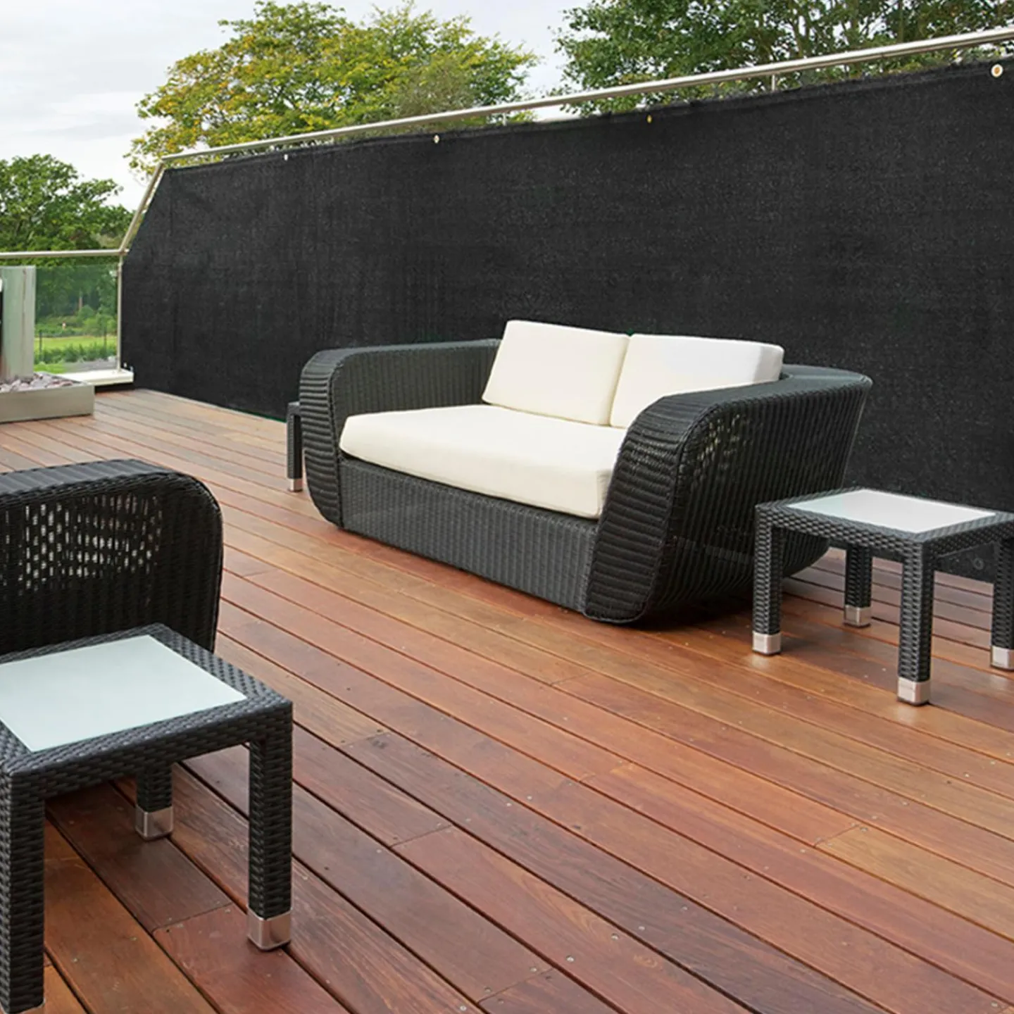 Brise vue noir 2 m x 10 m occultant 300 gr/m²*IDMarket Online