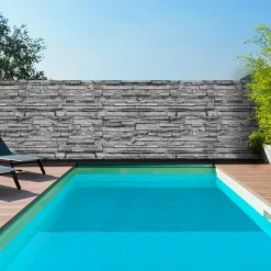 Brise vue occultant gris a motif de pierre 1,8 x 10 M*IDMarket Discount