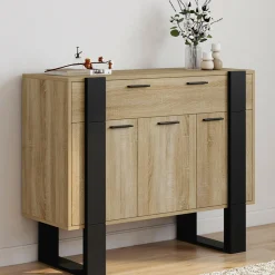 Buffet 100 cm 3 portes 1 tiroir noir*IDMarket