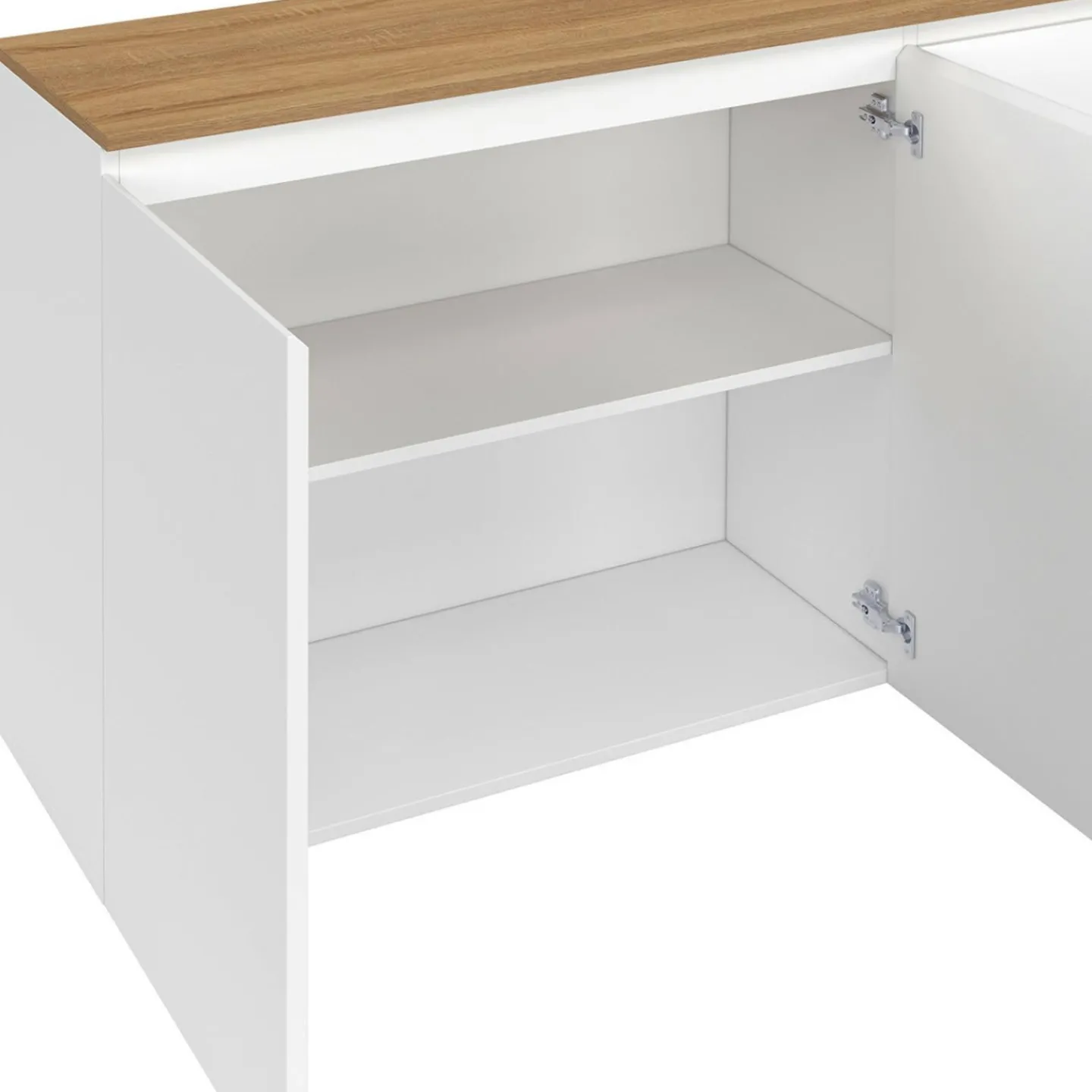 Buffet 160 cm 4 portes blanc et plateau bois*IDMarket Hot