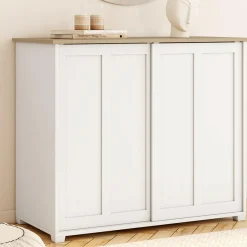 Buffet 100 cm 2 portes coulissantes blanc*IDMarket Hot