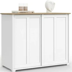 Buffet 100 cm 2 portes coulissantes blanc*IDMarket Hot