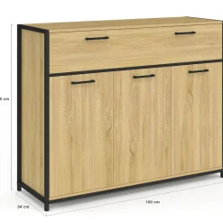 Buffet 100 cm 3 portes et 1 tiroir design industriel*IDMarket Outlet