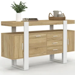 Buffet 140 cm bois et blanc*IDMarket Online