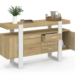 Buffet 140 cm bois et blanc*IDMarket Online