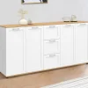 Buffet 180 cm XXL 4 portes avec 3 tiroirs bois et blanc*IDMarket Discount