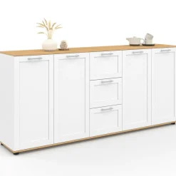 Buffet 180 cm XXL 4 portes avec 3 tiroirs bois et blanc*IDMarket Discount