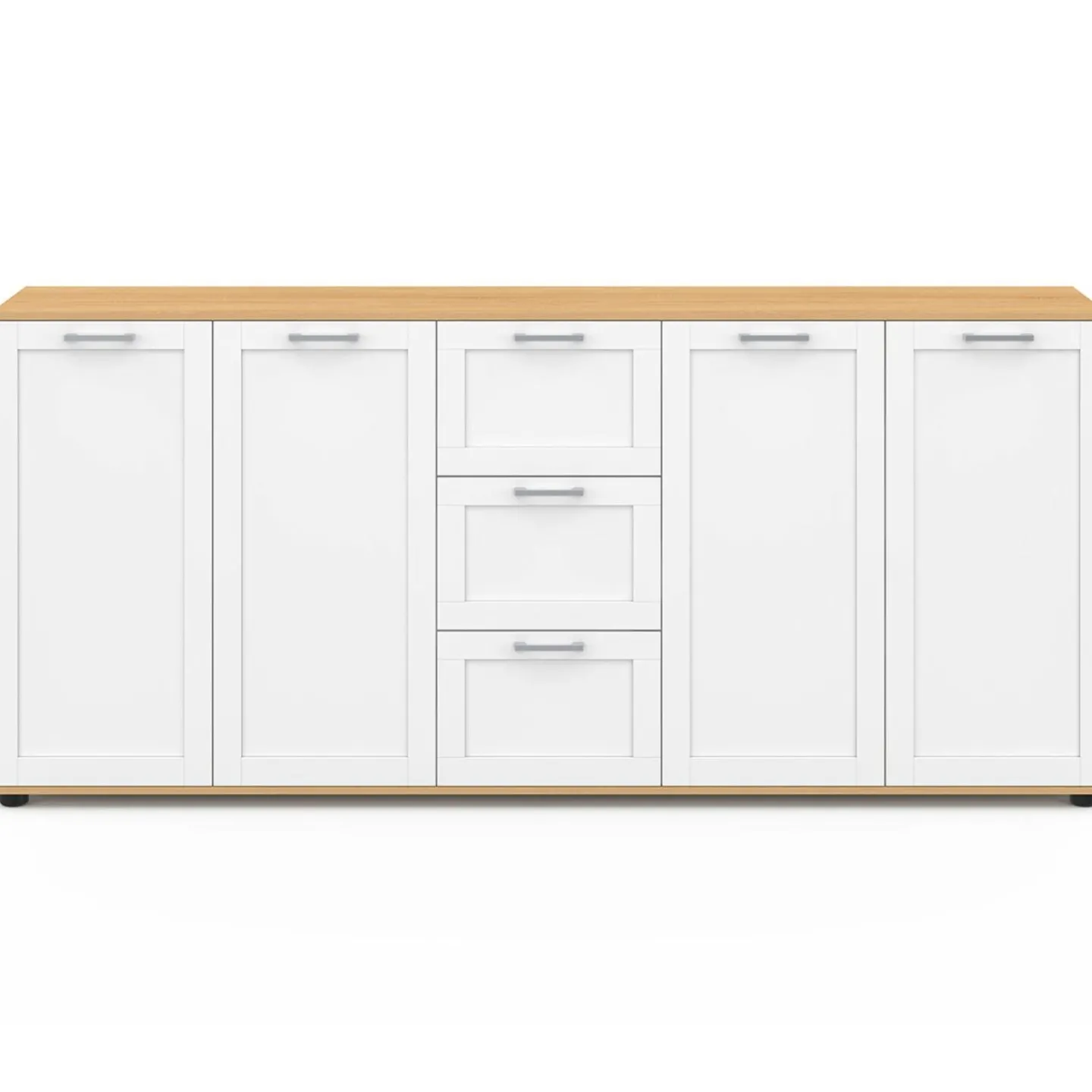 Buffet 180 cm XXL 4 portes avec 3 tiroirs bois et blanc*IDMarket Discount