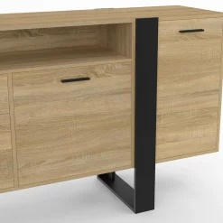 Buffet 180 cm XXL 3 portes et 3 tiroirs avec niche bois et noir*IDMarket Hot