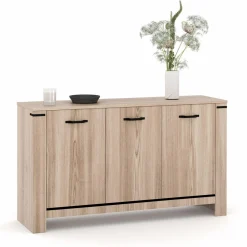 Buffet 3 portes 140 cm en bois clair*IDMarket New