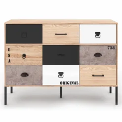 Buffet 3 portes 3 tiroirs design industriel dépareillé*IDMarket Hot