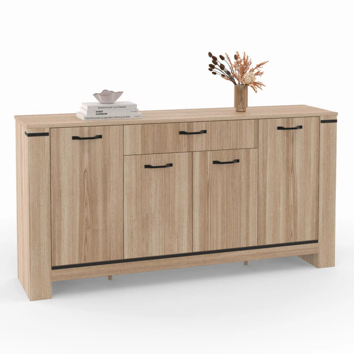 Buffet 4 portes avec tiroir bois clair 160 cm*IDMarket Best