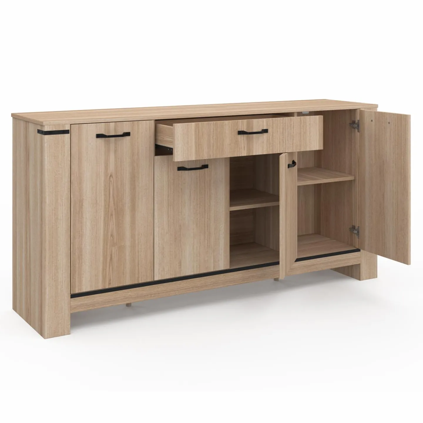 Buffet 4 portes avec tiroir bois clair 160 cm*IDMarket Best