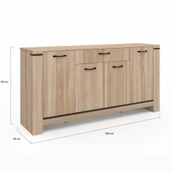 Buffet 4 portes avec tiroir bois clair 160 cm*IDMarket Best
