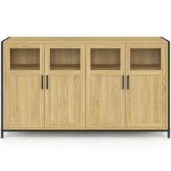 Buffet 4 portes avec vitrines 140cm design industriel*IDMarket Discount