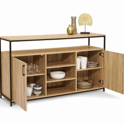 Buffet 2 portes industriel avec 3 étagères 140 cm*IDMarket Sale