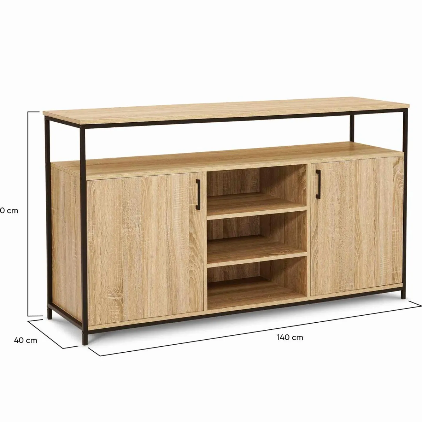 Buffet 2 portes industriel avec 3 étagères 140 cm*IDMarket Sale