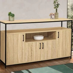 Buffet 4 portes industriel avec niche 140 cm*IDMarket Outlet