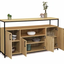 Buffet 4 portes industriel avec niche 140 cm*IDMarket Outlet