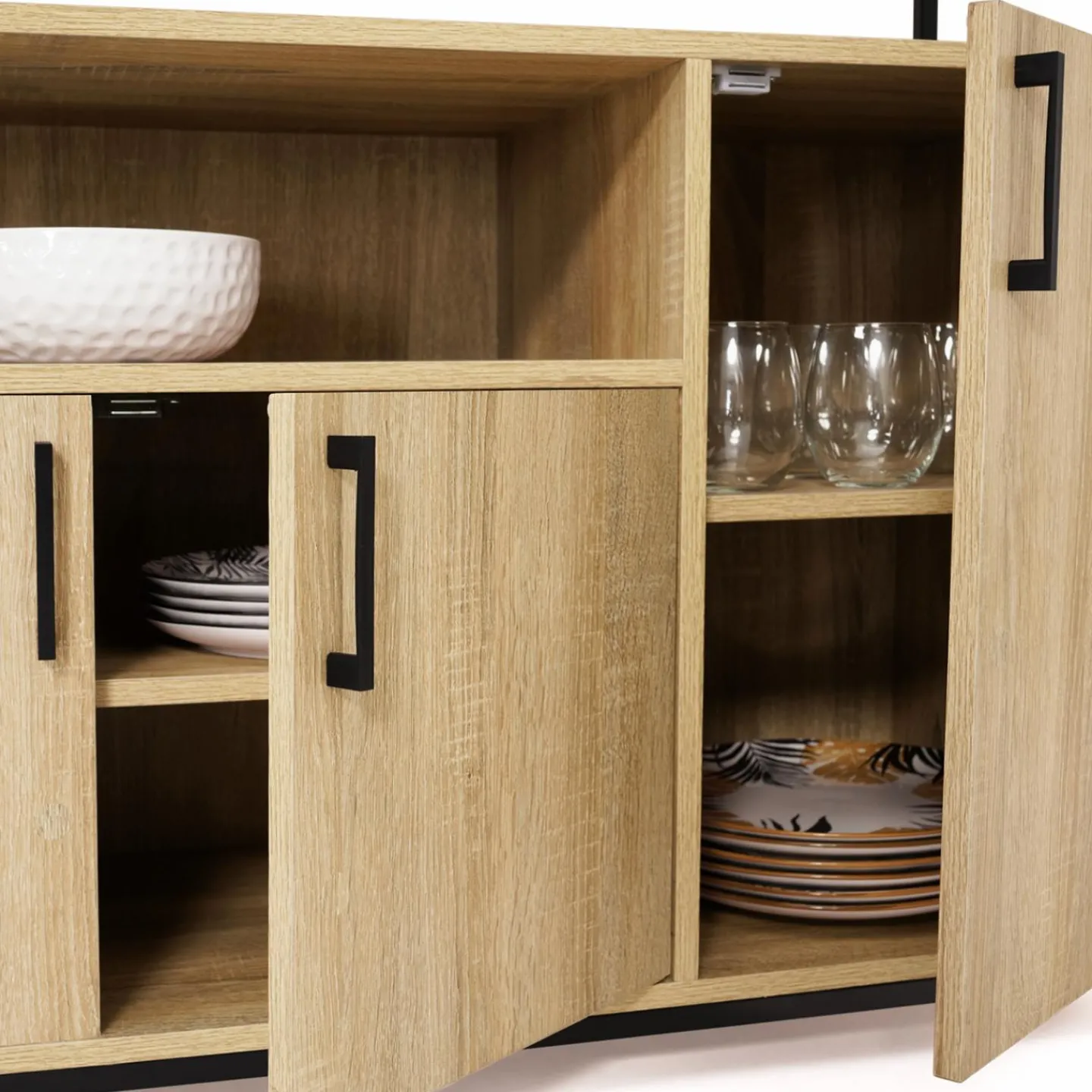 Buffet 4 portes industriel avec niche 140 cm*IDMarket Outlet