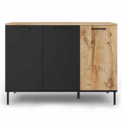 Buffet 3 portes industriel bois et métal noir*IDMarket Online