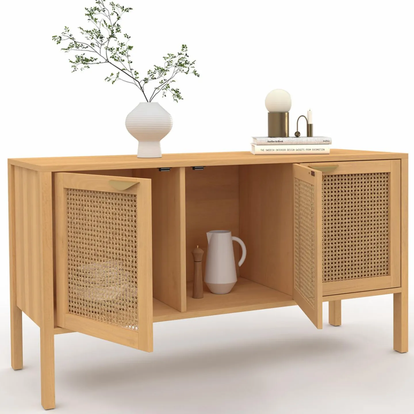 Buffet bas 3 portes avec cannage 110 cm*IDMarket Sale