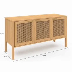 Buffet bas 3 portes avec cannage 110 cm*IDMarket Sale