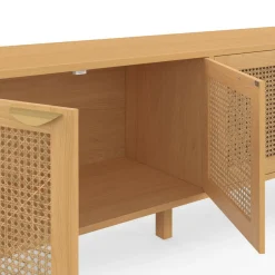 Buffet bas 4 portes bois et cannage 160 cm*IDMarket