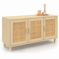 Buffet bas bois et cannage 3 portes*IDMarket