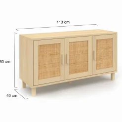 Buffet bas bois et cannage 3 portes*IDMarket