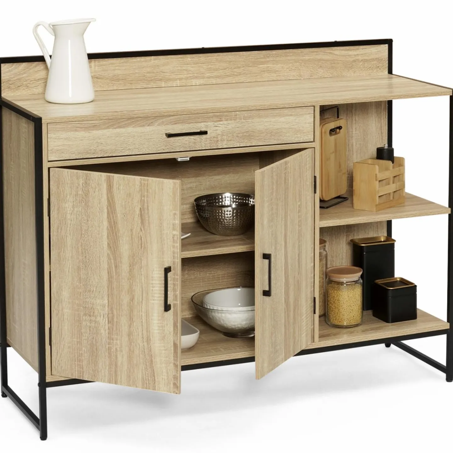 Buffet bas de cuisine industriel avec plan de travail*IDMarket Outlet