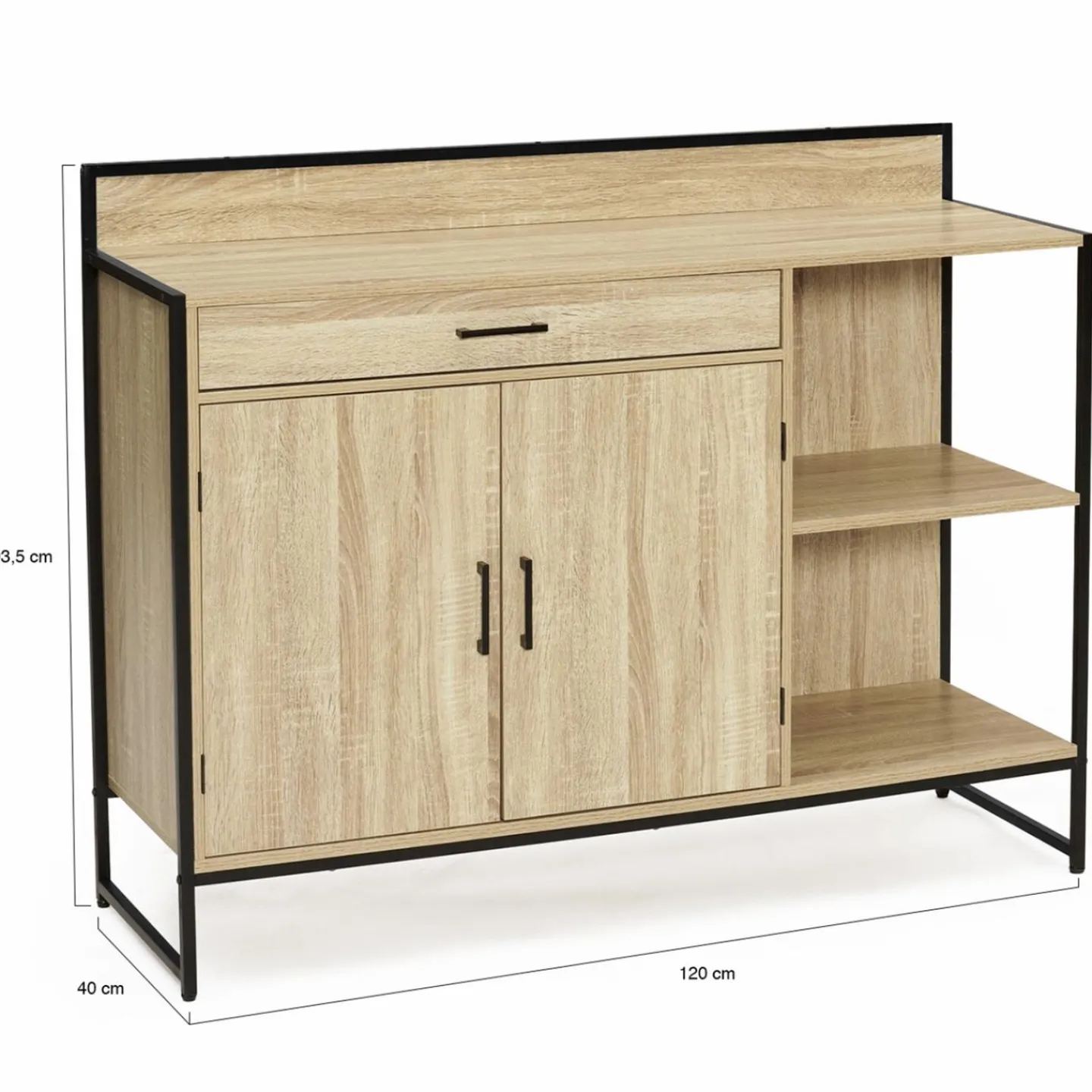 Buffet bas de cuisine industriel avec plan de travail*IDMarket Outlet