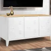 Buffet bas en métal blanc avec plateau de bois*IDMarket Discount