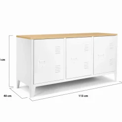 Buffet bas en métal blanc avec plateau de bois*IDMarket Discount