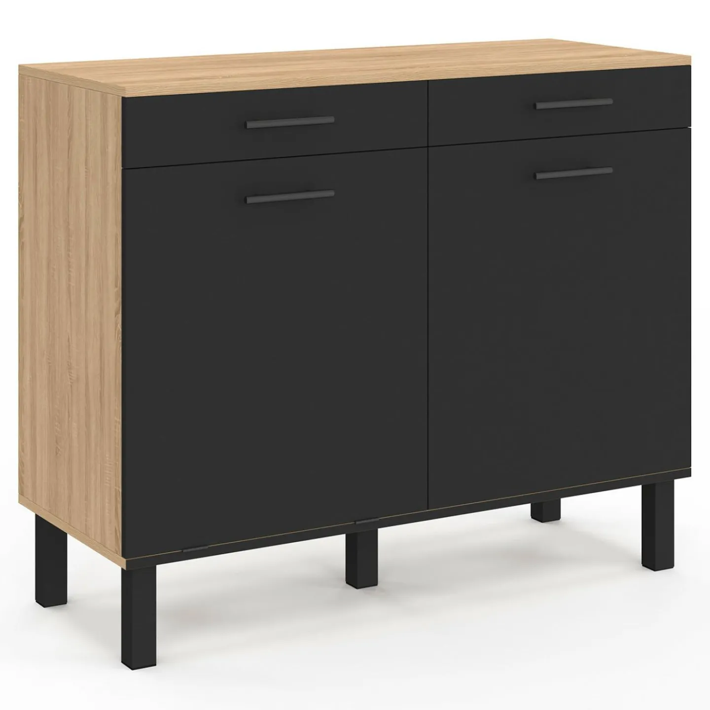 Buffet bas hêtre et noir avec espace poubelle*IDMarket Discount