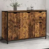 Buffet bas industriel 110 cm avec placards et tiroirs*IDMarket Discount