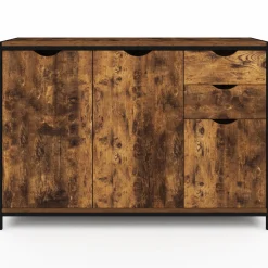 Buffet bas industriel 110 cm avec placards et tiroirs*IDMarket Discount