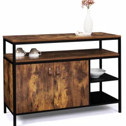 Buffet bas industriel 2 portes effet bois vieilli 100 cm*IDMarket Hot