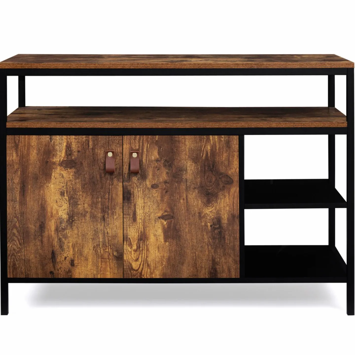 Buffet bas industriel 2 portes effet bois vieilli 100 cm*IDMarket Hot