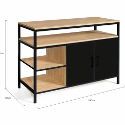 Buffet bas industriel 2 portes bois et métal noir 100 cm*IDMarket Online