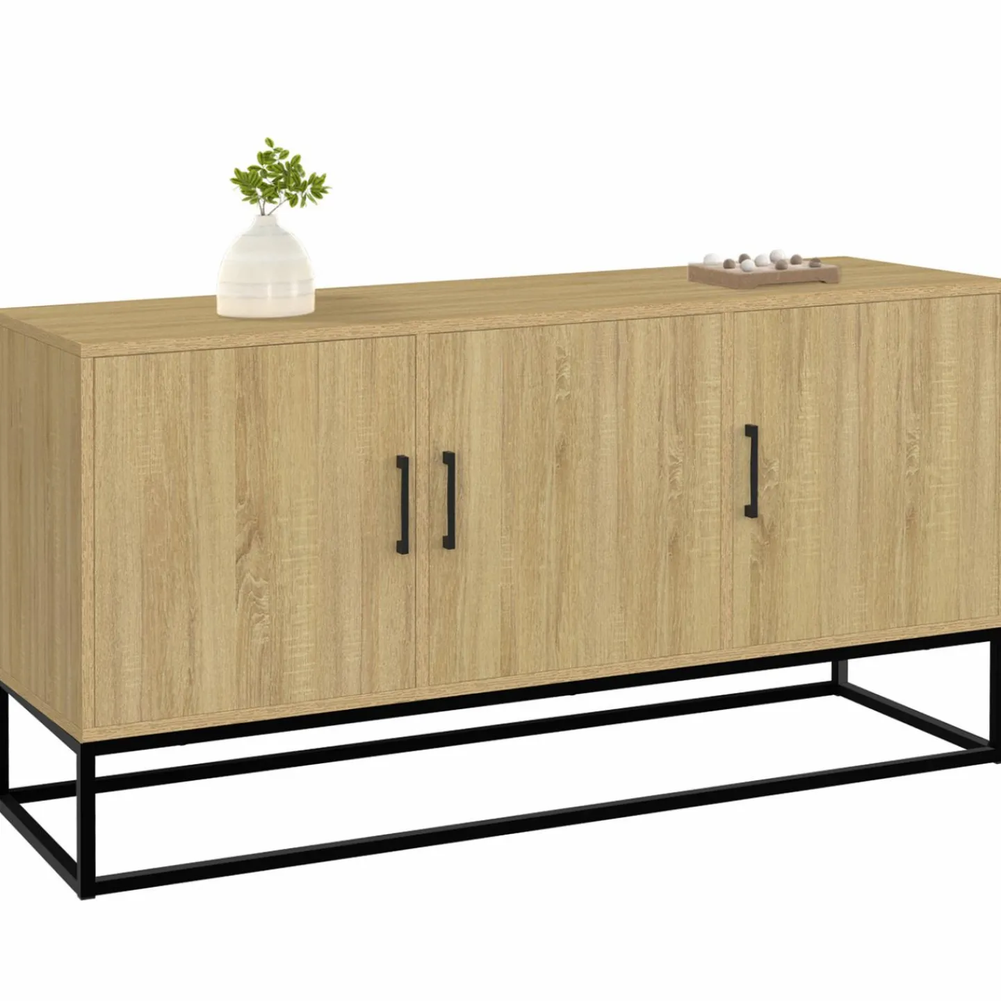 Buffet bas industriel bois et noir*IDMarket New