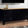 Buffet bas métal noir avec plateau bois*IDMarket Best