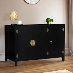 Buffet bas noir style asiatique 3 portes*IDMarket Clearance