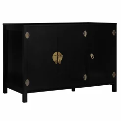 Buffet bas noir style asiatique 3 portes*IDMarket Clearance