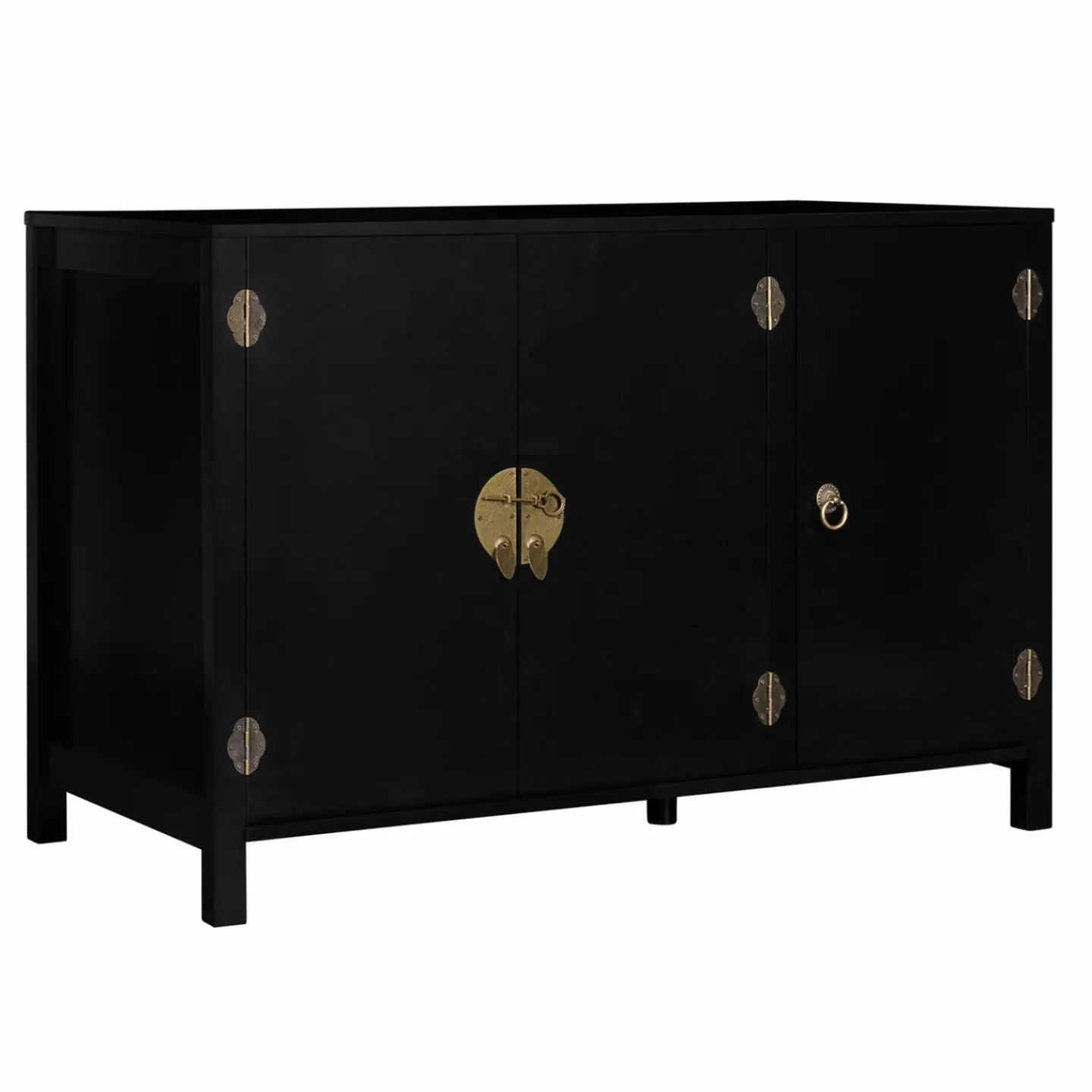 Buffet bas noir style asiatique 3 portes*IDMarket Clearance