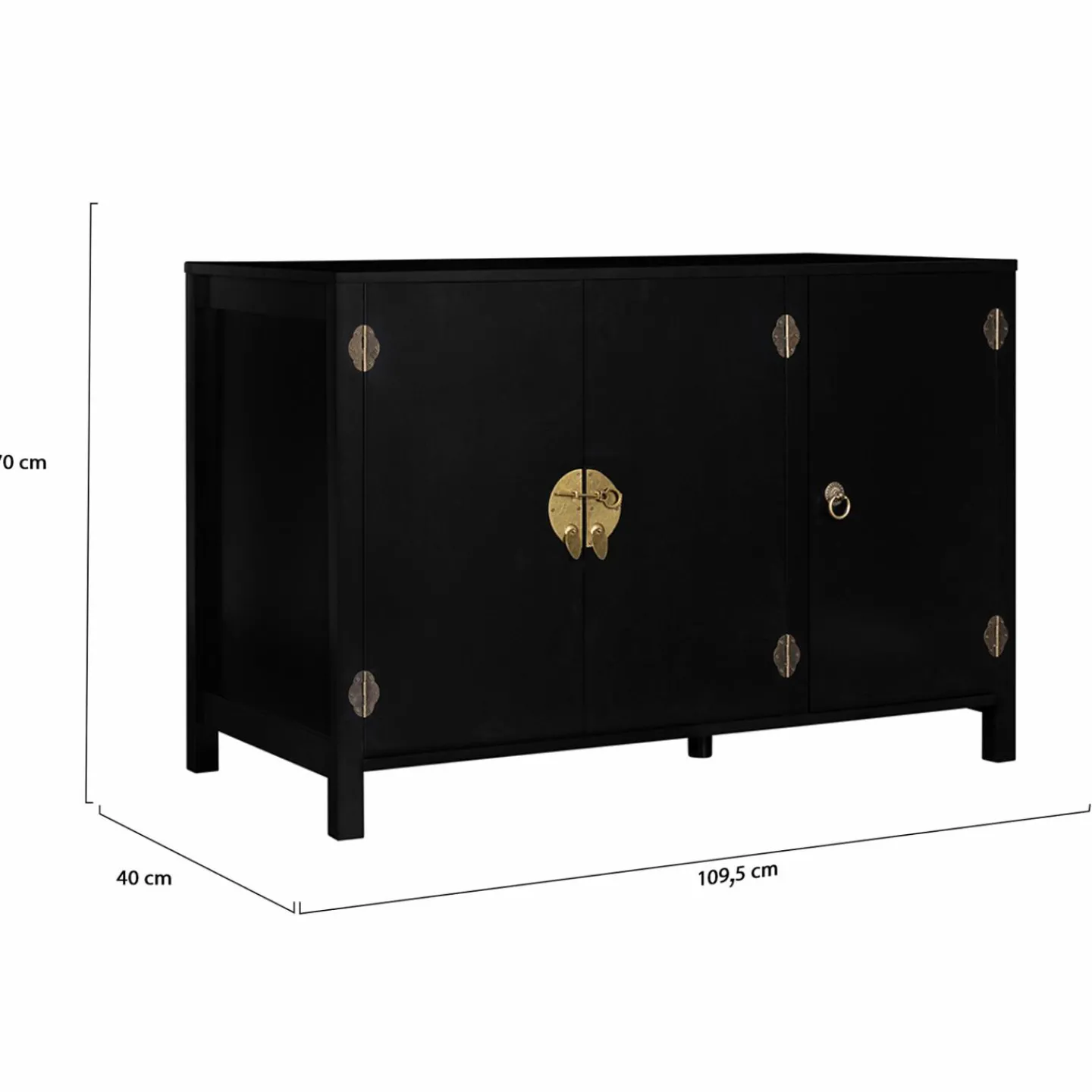 Buffet bas noir style asiatique 3 portes*IDMarket Clearance