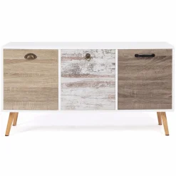 Buffet bas scandinave 3 portes blanc effet vieilli*IDMarket Online