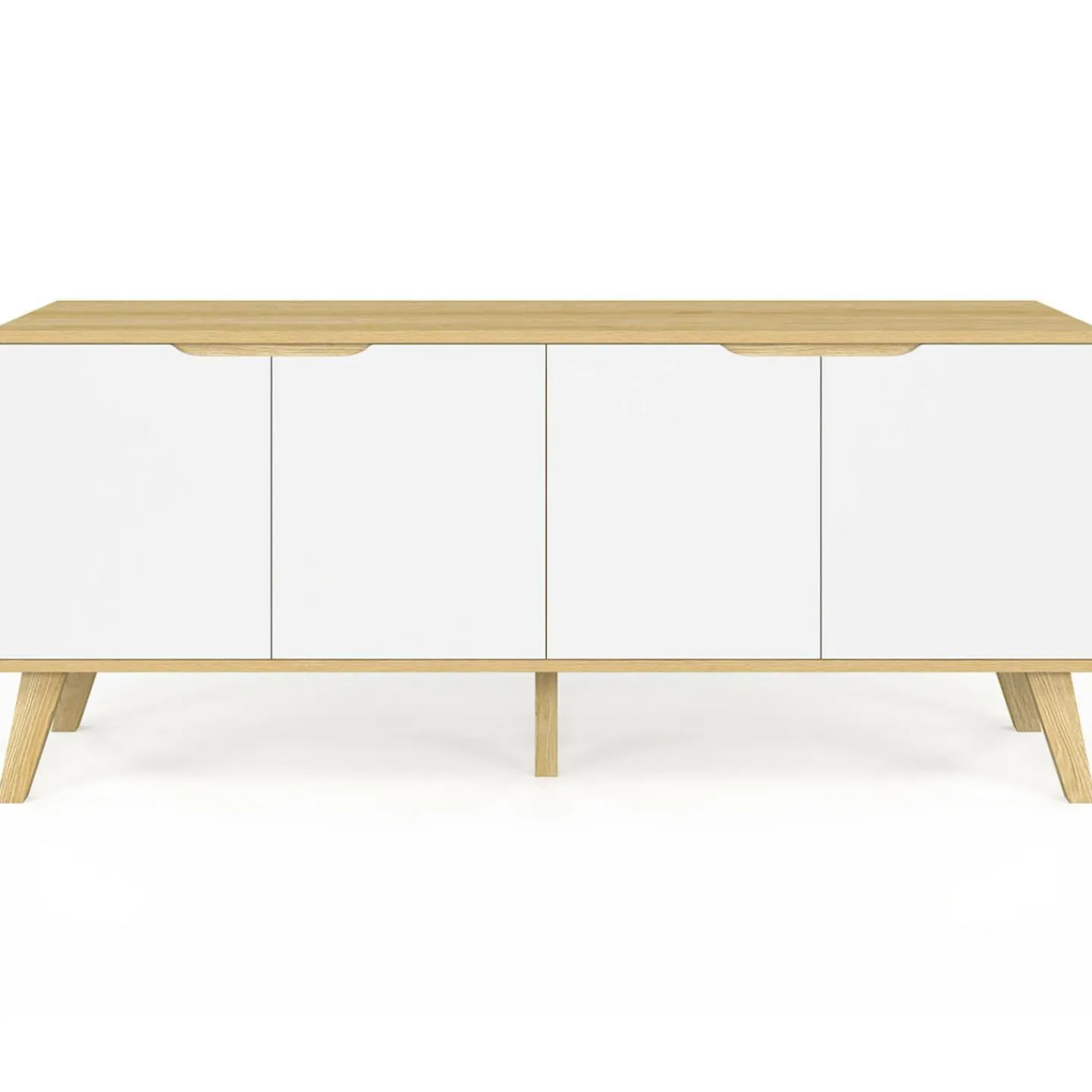 Buffet bas scandinave bois avec 4 portes blanches*IDMarket Discount